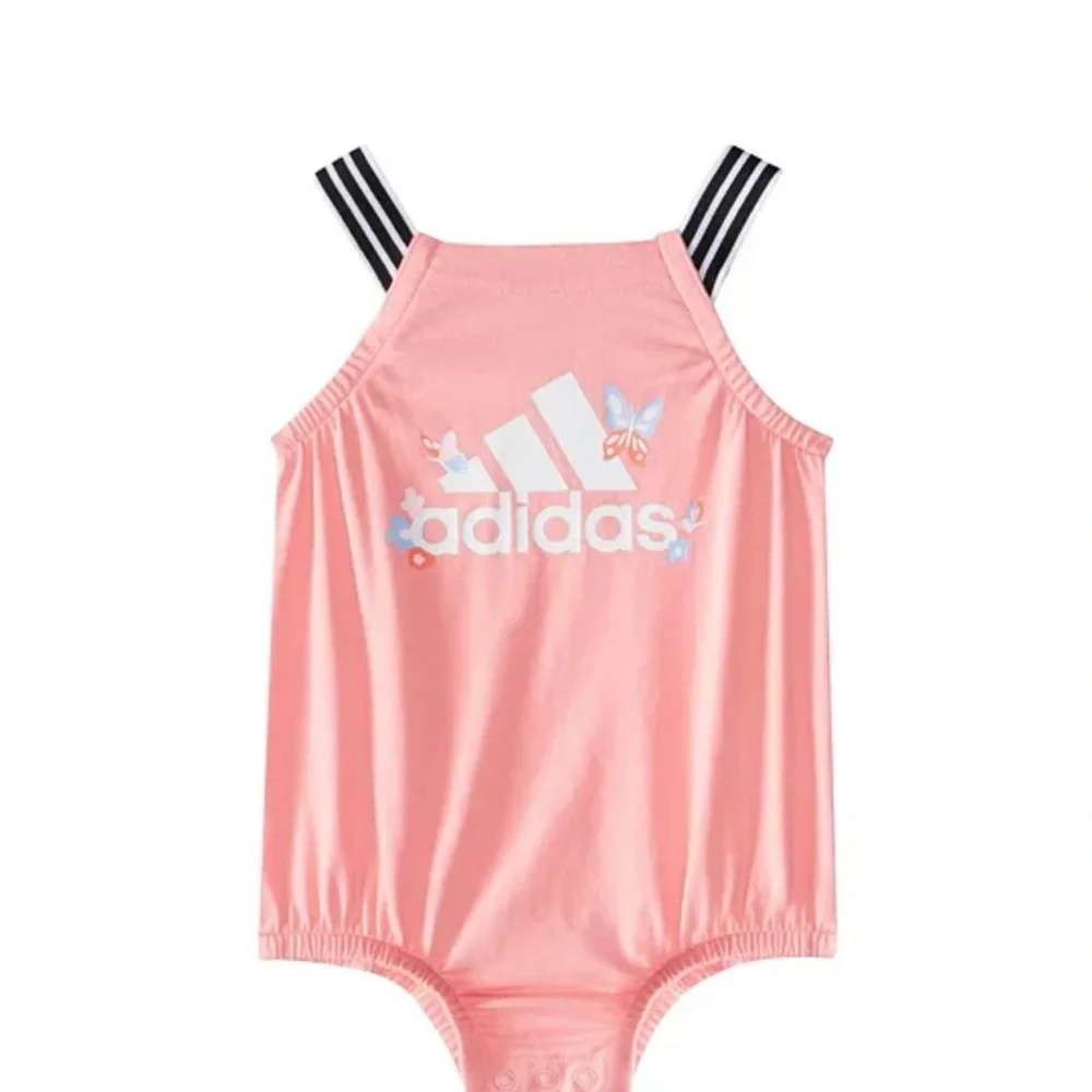 Adidas Baby Girl Cotton Sleeveless Pink Bubble Sunsuit Bodysuit Size 12 months